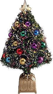 Sapin de noël vert en fibre optique avec boules décoratives par northwoods, 32"