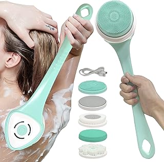 Brosse de douche électrique rechargeable avec long manche rotatif pour le nettoyage