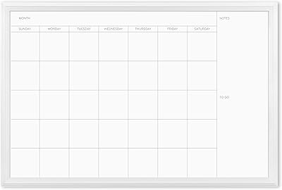 Tableau calendrier magnétique effaçable à sec u brands, 20 x 30 pouces, cadre