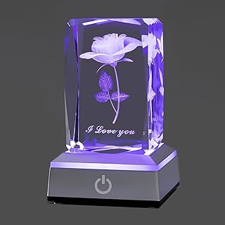 Hoshans i love you lampe de nuit design rose en cristal