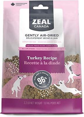 Nourriture pour chiens séchée à l'air sans céréales zeal canada recette de dinde