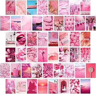 Ensemble de 50 autocollants muraux de tarot rose fluo, mini affiche moderne