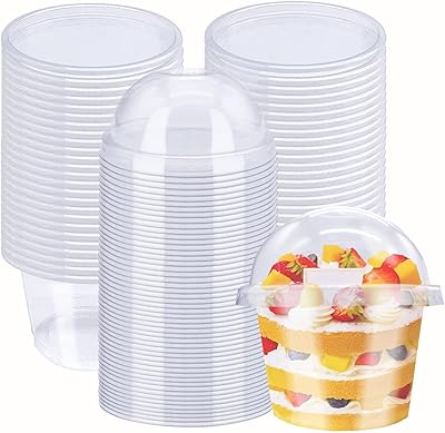 Gobelets à dessert en plastique transparent tomface de 10 oz avec couvercles