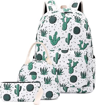 Ensemble de sac à dos d'école en toile légère pour adolescentes, y075-cactus, m