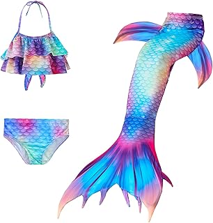Maillot de bain queue de sirène pour filles, ensemble bikini avec diadème