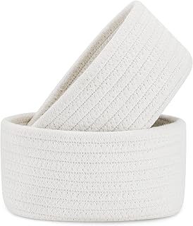 Lot de 2 mini paniers de rangement apinkle tissés en corde coton naturel
