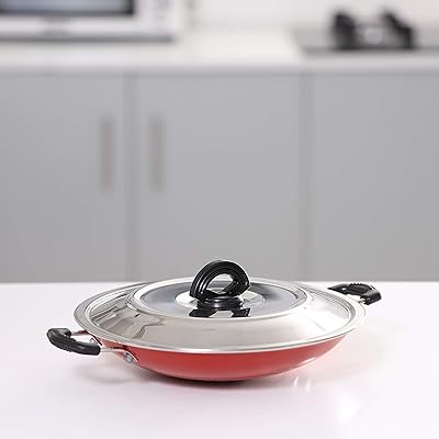 Marmite en métal royalford abachati avec couvercle, 4 pièces, rouge