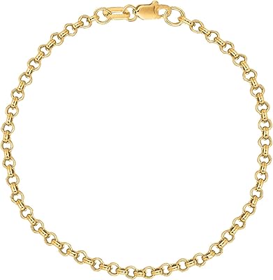 Bracelet ou chaîne à maillons rolo en or massif 14 carats 2,3 mm