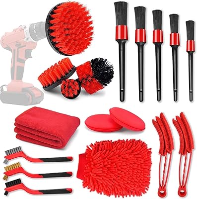 Ensemble d'outils de nettoyage de voiture de 18 pièces avec jeu de brosses