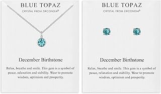 Ensemble collier et boucles d'oreilles avec pierre de naissance décembre (topaze bleue)