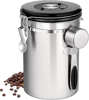 Boîte à café hermétique en acier inoxydable u-home avec suivi de la date
