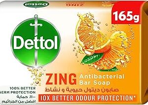 SAVON EN BARRE ANTIBACTÉRIEN DETTOL ZING, 10X MEILLEURE PROTECTION CONTRE LES ODEURS, 165