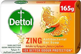 Savon en barre antibactérien dettol zing, 10x meilleure protection contre les odeurs, 165