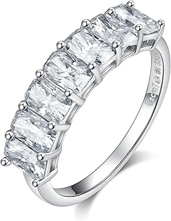 Bague de fiançailles moissanite 3,5 carats pour femme, 7 pierres en argent sterling
