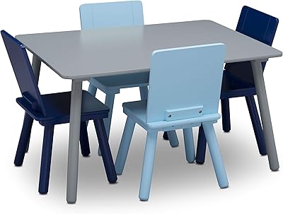 Ensemble table et 4 chaises delta pour enfant, gris/bleu, tt87414gn 026, 1 lot