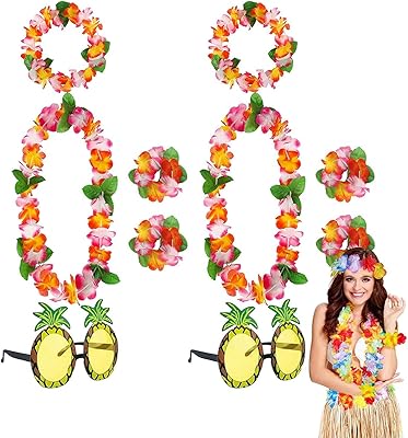 Lunettes de soleil luau tropicales en dentelle hawaïenne lunettes pour enfants ou adultes