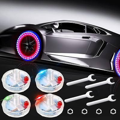 Lumières de pneu de voiture, capteurs de mouvement colorés clignotants étanches à énergie