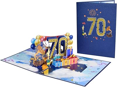Greetingart carte pop-up 70e anniversaire avec note et enveloppe, carte de vœux
