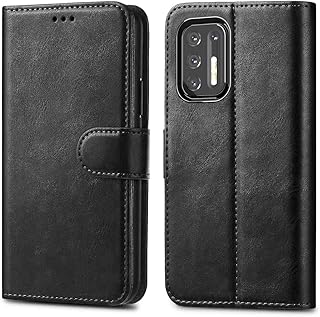 Étui moto g9 plus portefeuille de luxe en cuir à rabat avec support
