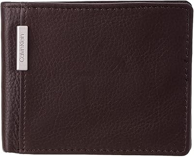 Portefeuille à deux volets reved troy slim de calvin klein pour hommes, marron