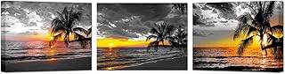 3 pièces d'art mural sur toile beau coucher de soleil sur la mer