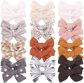 Pinces à cheveux avec nœud 24 pièces pinces en coton mignonnes et fraîches