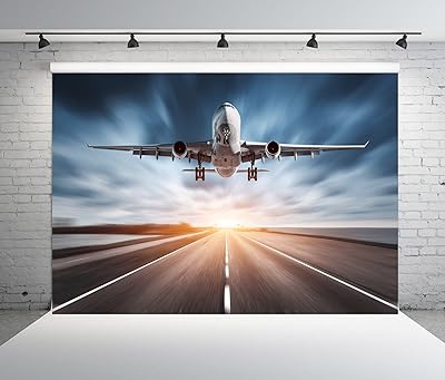 Beleco toile de fond d'avion 3 x 2,4 m en tissu pour atterrissage