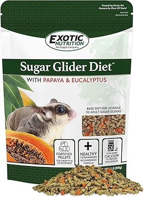 Aliment diététique pour écureuil volant exotic nutrition avec extrait de papaye et d'eucalyptus