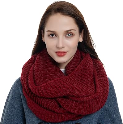 Écharpe circulaire tricotée d'hiver pour femme, écharpe à col épais