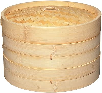 Cuiseur vapeur double couche en bambou kitchencraft diamètre 25 cm