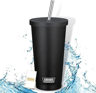 Tasse à double paroi apromix 500 ml avec couvercle et paille en acier