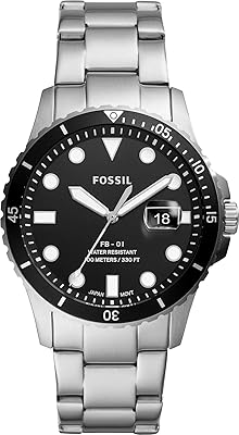 Montre à quartz fossil pour homme, affichage analogique et bracelet en acier inoxydable