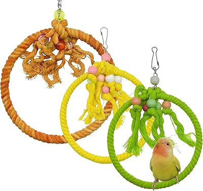 Balançoire en corde de coton azoni 3 pièces pour oiseaux, balançoire en coton