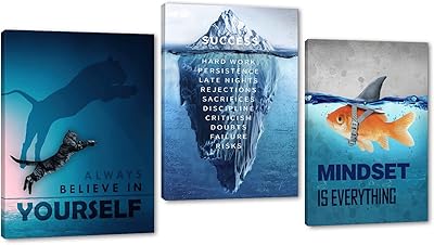 3 pièces d'art mural inspirant imprimé sur toile, citations positives sur le succès