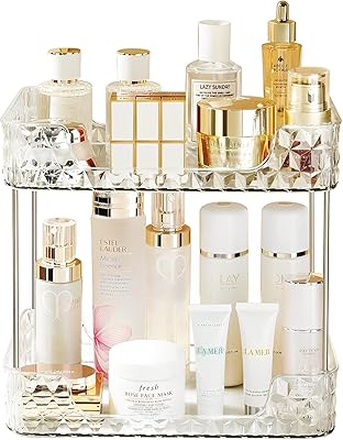 Organisateur de maquillage transparent pour coiffeuse organisateur de salle de bain à 2