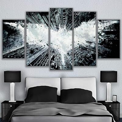 5 pièces de peintures sur toile imprimées hd, peinture murale moderne, affiche batman