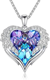 Collier avec ailes d'ange en forme de cœur pour femme cadeaux