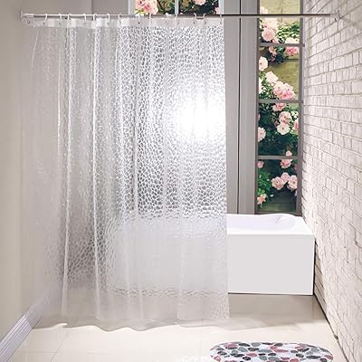 Rideau de douche transparent effet 3d wise4 cubes d'eau eva imperméables avec 12