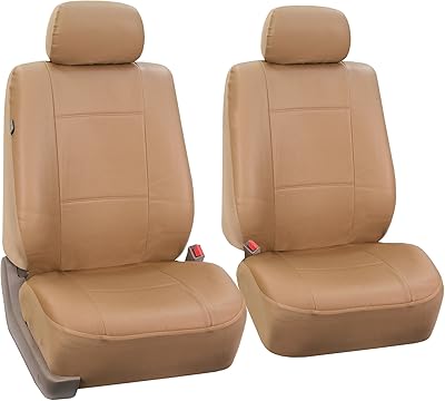 Housse de siège de voiture avant en simili cuir, beige foncé fh-pu001102