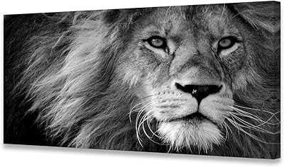 Impressions sur toile giclée modernes images de lion étirées en noir et blanc