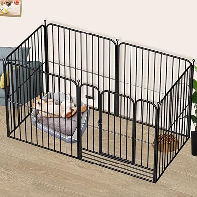 Parc intérieur pour grand chien - 6 panneaux pliables avec porte - clôture