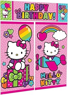 Amscan hello kitty ensemble de décoration murale arc-en-ciel, 5 pièces, l159 cm x