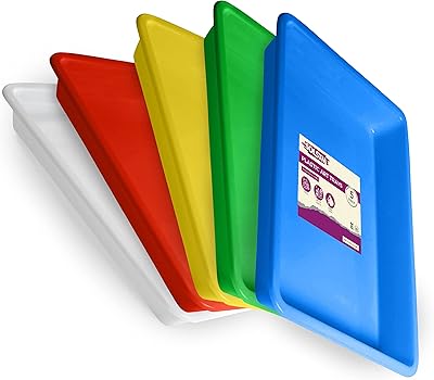 Ensemble de plateaux en plastique sans bpa solstem 5 couleurs empilables et faciles