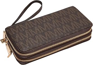 Portefeuille de mode pour femmes, double fermeture éclair autour du portefeuille, portefeuille long