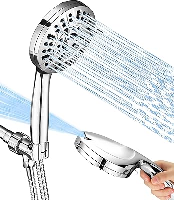 Pomme de douche haute pression avec main, 8 réglages de pulvérisation + 2