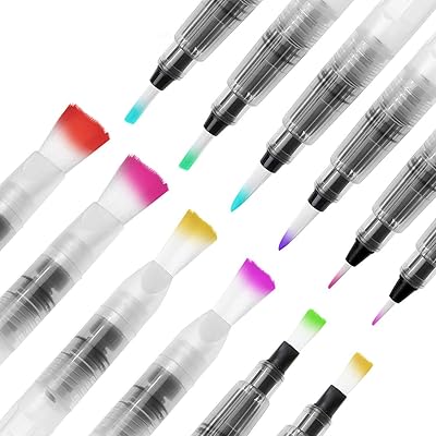 Ensemble de 12 stylos aquarelle plumes assorties. stylos pinceaux et rechargeables pour l'art-peinture