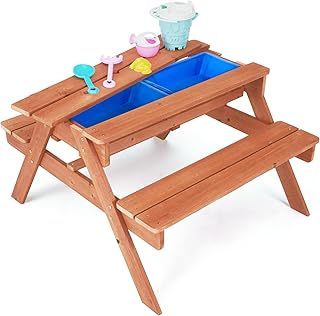 Table de jardin en bois 2 en 1 timson kids avec housse, table