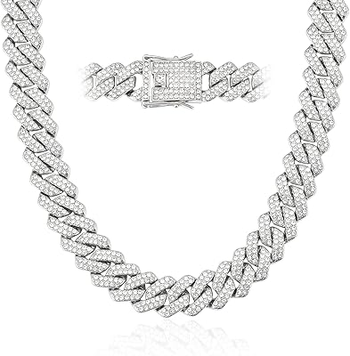 Chaîne à maillons cubains miami pour hommes, chaîne en argent or 18 carats