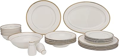 Service de table de luxe en porcelaine royalford, 28 pièces, blanc