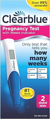 Test de grossesse bleu clair avec indicateur de semaine, 2 tests numériques